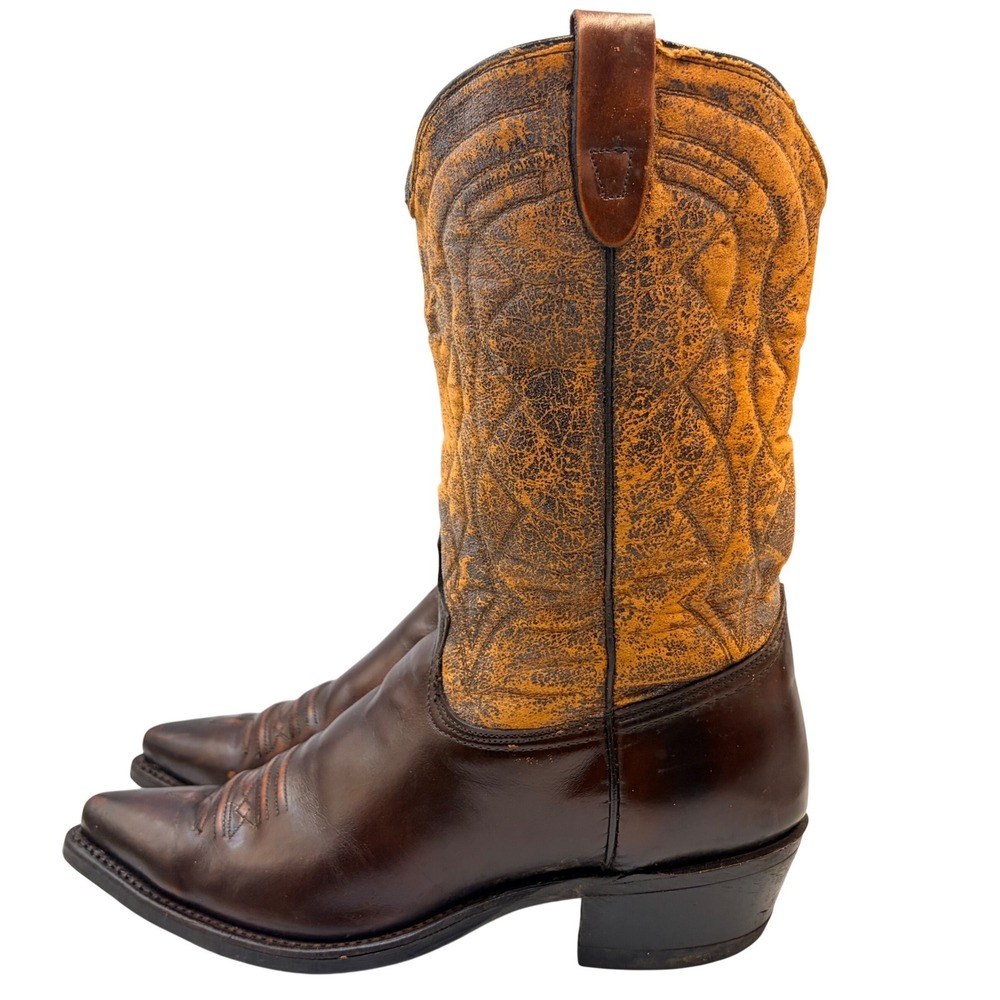 Texas Brand Mens 5011 Brown Tan Two Toned Leather Cowboy Western Boots USA 11 EE